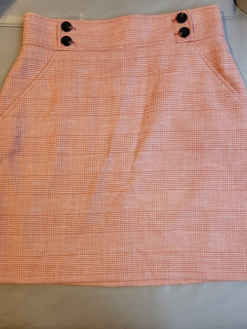 Ann Taylor Pink Tweed Pencil Skirt with Button Details